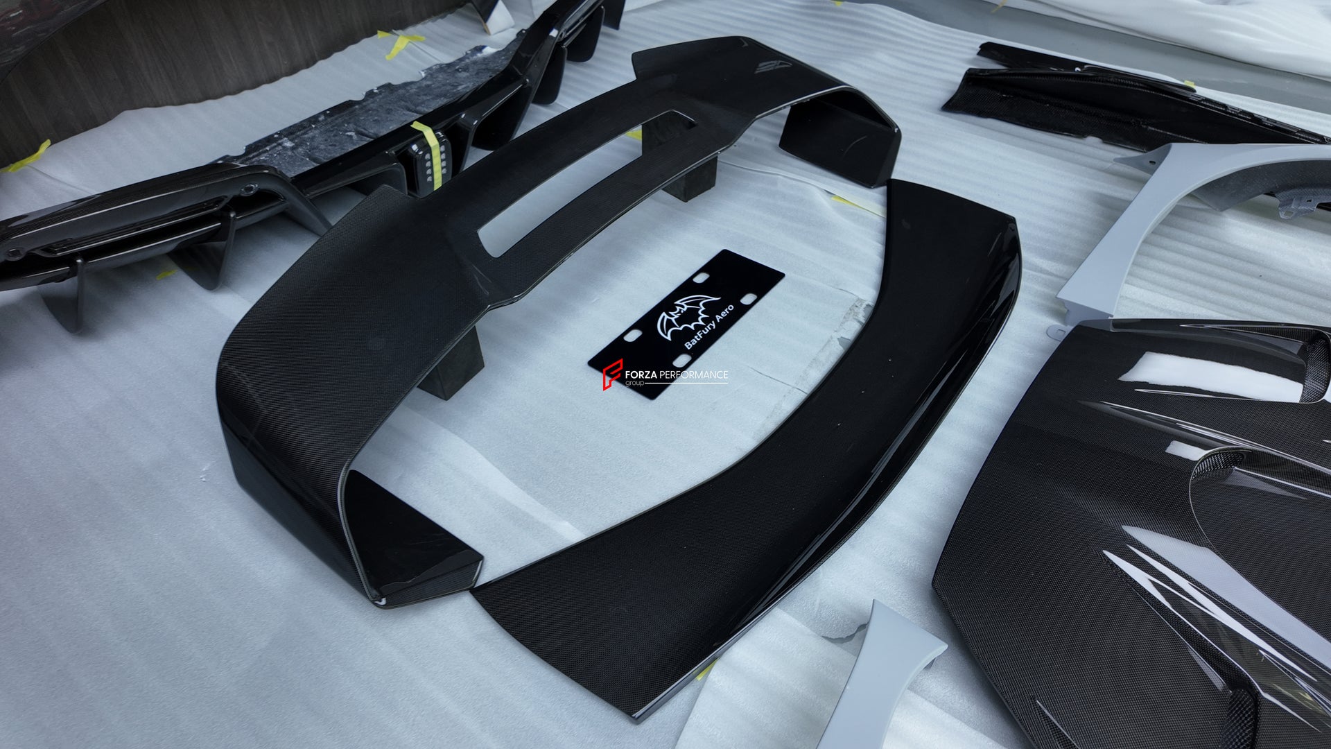 CARBON BODY KIT for FERRARI 296 GTB/GTS  Set includes: Front Lip Front Bumper Air Vent Covers Hood Panel Trim Fender Vents Side Skirts Side Air Vent Covers Engine Cover Rear Spoiler Rear Diffuser