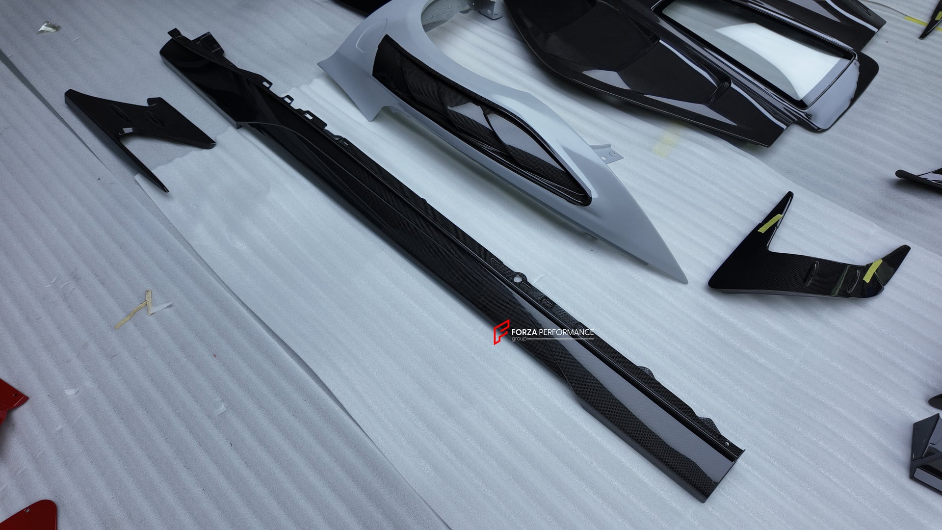 CARBON BODY KIT for FERRARI 296 GTB/GTS  Set includes: Front Lip Front Bumper Air Vent Covers Hood Panel Trim Fender Vents Side Skirts Side Air Vent Covers Engine Cover Rear Spoiler Rear Diffuser