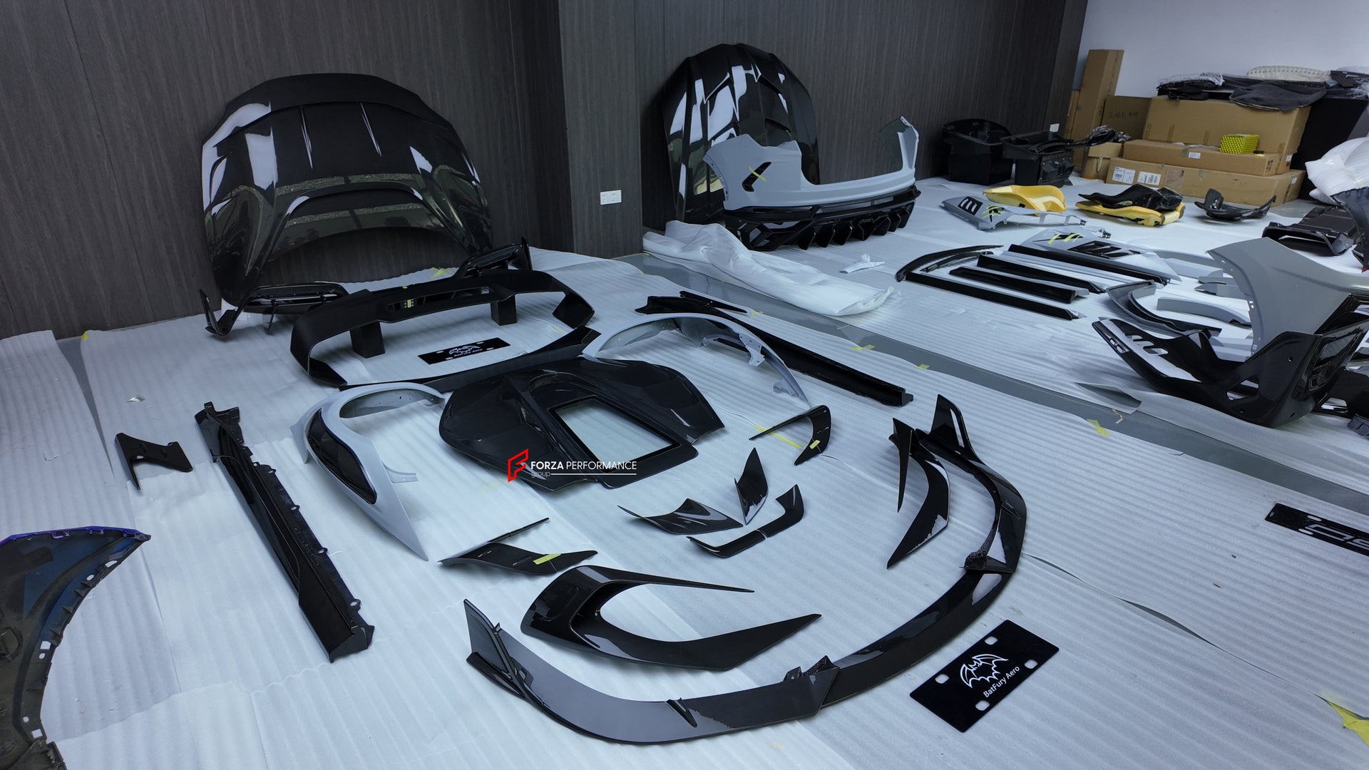 CARBON BODY KIT for FERRARI 296 GTB/GTS  Set includes: Front Lip Front Bumper Air Vent Covers Hood Panel Trim Fender Vents Side Skirts Side Air Vent Covers Engine Cover Rear Spoiler Rear Diffuser