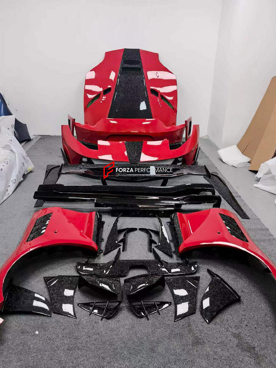 DRY CARBON BODY KIT for FERRARI 812 SUPERFAST 2017 - 2023 FORZA PERFORMANCE custom fit Mansory Style

Set includes:
Front Lip
Front Bumper Canards
Hood Bonnet
Front Fenders
Side Skirts
Rear Spoiler Wing
Rear Bumper Fins
Rear Diffuser

Material: Dry Carbon

NOTE: Professional installation is required.