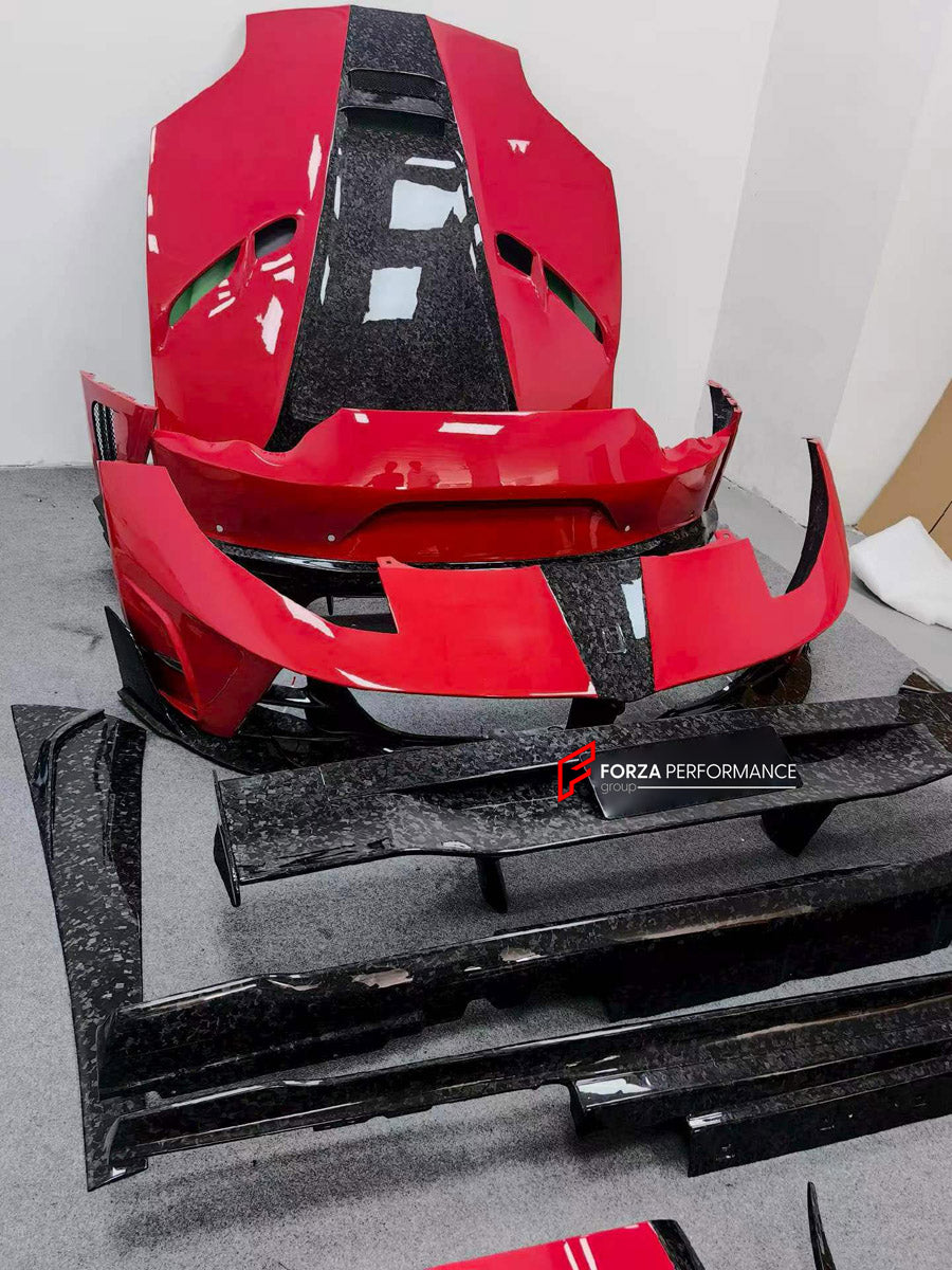 DRY CARBON BODY KIT for FERRARI 812 SUPERFAST 2017 - 2023 FORZA PERFORMANCE custom fit Mansory Style

Set includes:
Front Lip
Front Bumper Canards
Hood Bonnet
Front Fenders
Side Skirts
Rear Spoiler Wing
Rear Bumper Fins
Rear Diffuser

Material: Dry Carbon

NOTE: Professional installation is required.