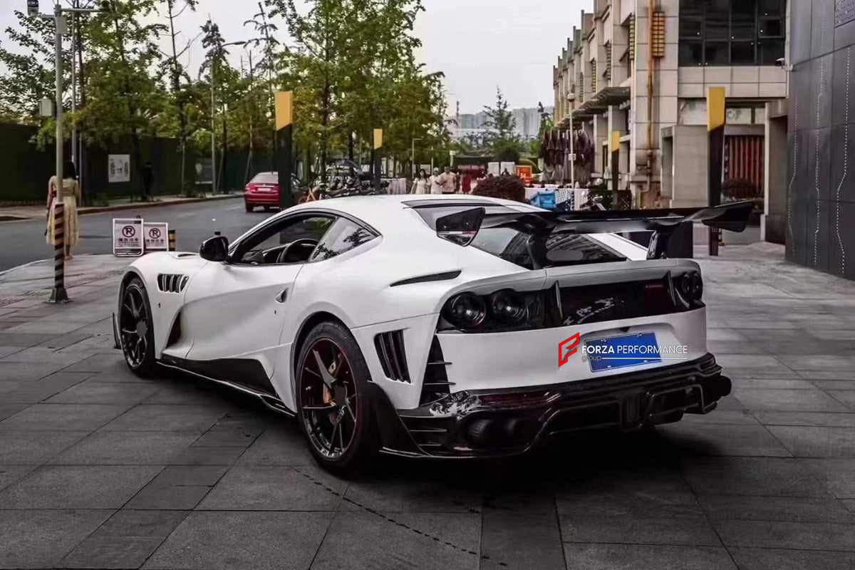 DRY CARBON BODY KIT for FERRARI 812 SUPERFAST 2017 - 2023 FORZA PERFORMANCE custom fit Mansory Style

Set includes:
Front Lip
Front Bumper Canards
Hood Bonnet
Front Fenders
Side Skirts
Rear Spoiler Wing
Rear Bumper Fins
Rear Diffuser

Material: Dry Carbon

NOTE: Professional installation is required.