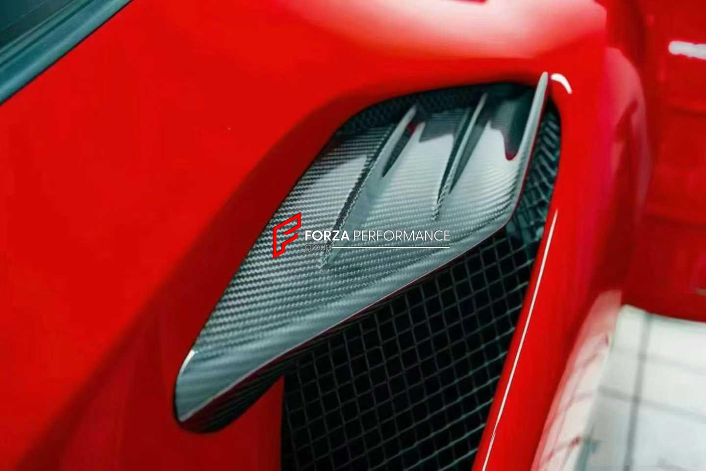 DRY CARBON BODY KIT for FERRARI F8 2019 - 2022
Set includes:

Front Lip
Front Bumper Vents
Front Bumper Canards
Hood Bonnet
Side Skirts
Rear Spoiler
Rear Diffuser
Material: Dry Carbon

NOTE: Professional installation is required.