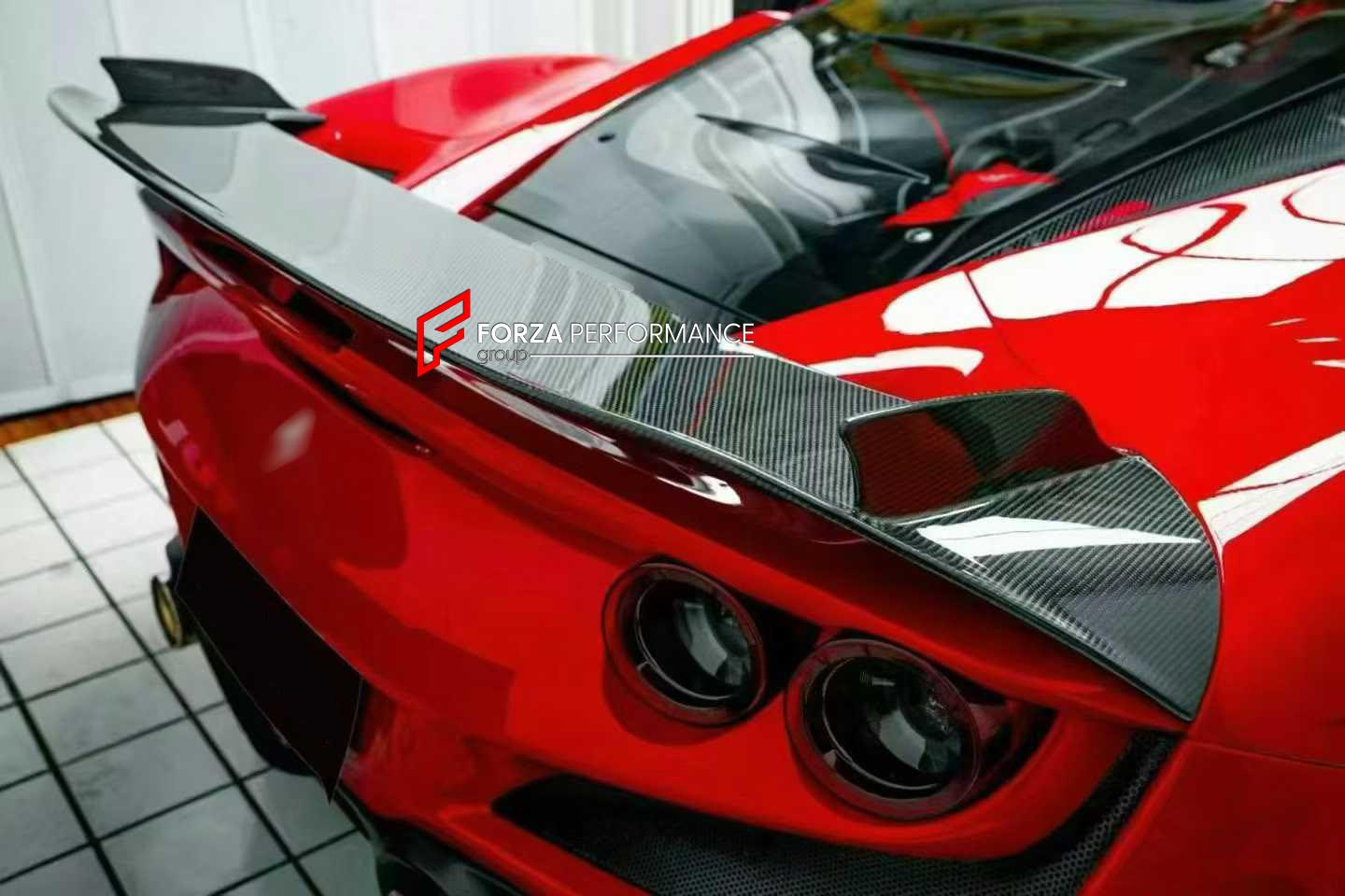 DRY CARBON BODY KIT for FERRARI F8 2019 - 2022
Set includes:

Front Lip
Front Bumper Vents
Front Bumper Canards
Hood Bonnet
Side Skirts
Rear Spoiler
Rear Diffuser
Material: Dry Carbon

NOTE: Professional installation is required.