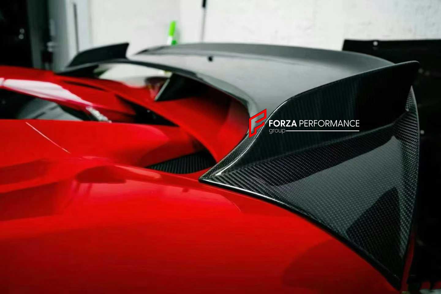 DRY CARBON BODY KIT for FERRARI F8 2019 - 2022
Set includes:

Front Lip
Front Bumper Vents
Front Bumper Canards
Hood Bonnet
Side Skirts
Rear Spoiler
Rear Diffuser
Material: Dry Carbon

NOTE: Professional installation is required.