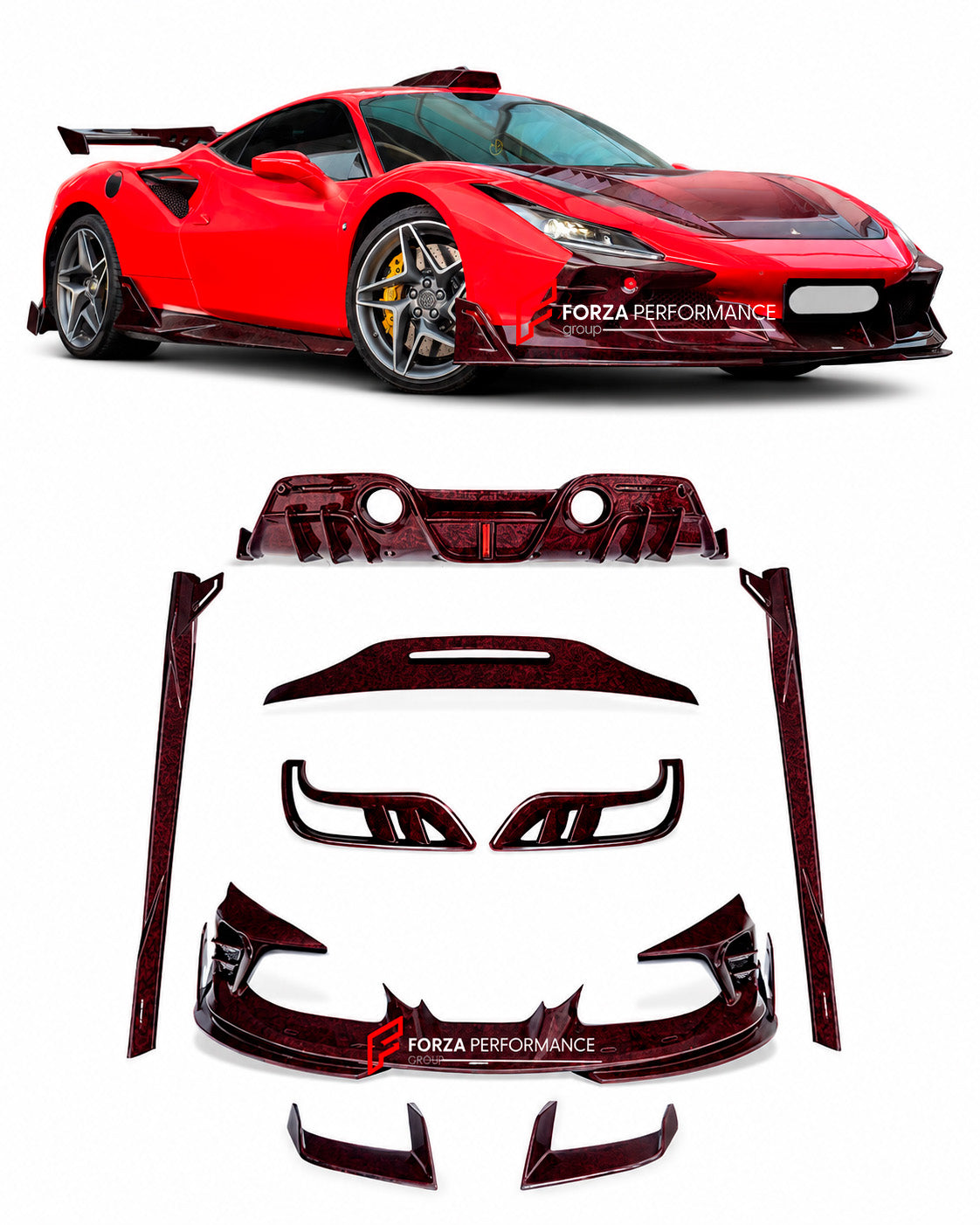 DRY CARBON BODY KIT for FERRARI F8 Spider 2020+ Forza Performance custom fit CMST design style 