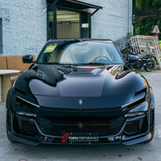 DRY CARBON BODY KIT for FERRARI PUROSANGUE 2023+ FORZA PERFORMANCE custom fit Novitec Style
Set includes:

Front Lip
Front Bumper
Hood Bonnet
Engine Cover
Front Fender Flares
Side Mirror Covers
Side Skirts
Rear Fender Flares
Roof Spoiler
Ducktail Spoiler
Rear Diffuser
Material: Dry Carbon

NOTE: Professional installation is required.