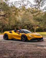 DRY CARBON BODY KIT for FERRARI SF90 2019+
Set includes:

Front Lip
Front Bumper Canards
Hood Bonnet Trim
Side Mirror Covers
Side Skirts
Rear Side Air Vents
Engine Bay Cover Lid
Rear Spoiler
Rear Diffuser
Material: Dry Carbon

NOTE: Professional installation is required.