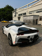 DRY CARBON BODY KIT FOR FERRARI SF90 SPIDER

Set includes: 

Lower Front Lip
Front Lip
Front Bumper Attachment
Trunk Cover
Front Lid Insert
Front Lid Cover
Front Fenders
Side Mirror Covers
Side Skirt
Side Air Inlet
Rear Lid Cover
Engine Bay
Rear Spoiler
Rear Diffuser

Material: Dry Carbon