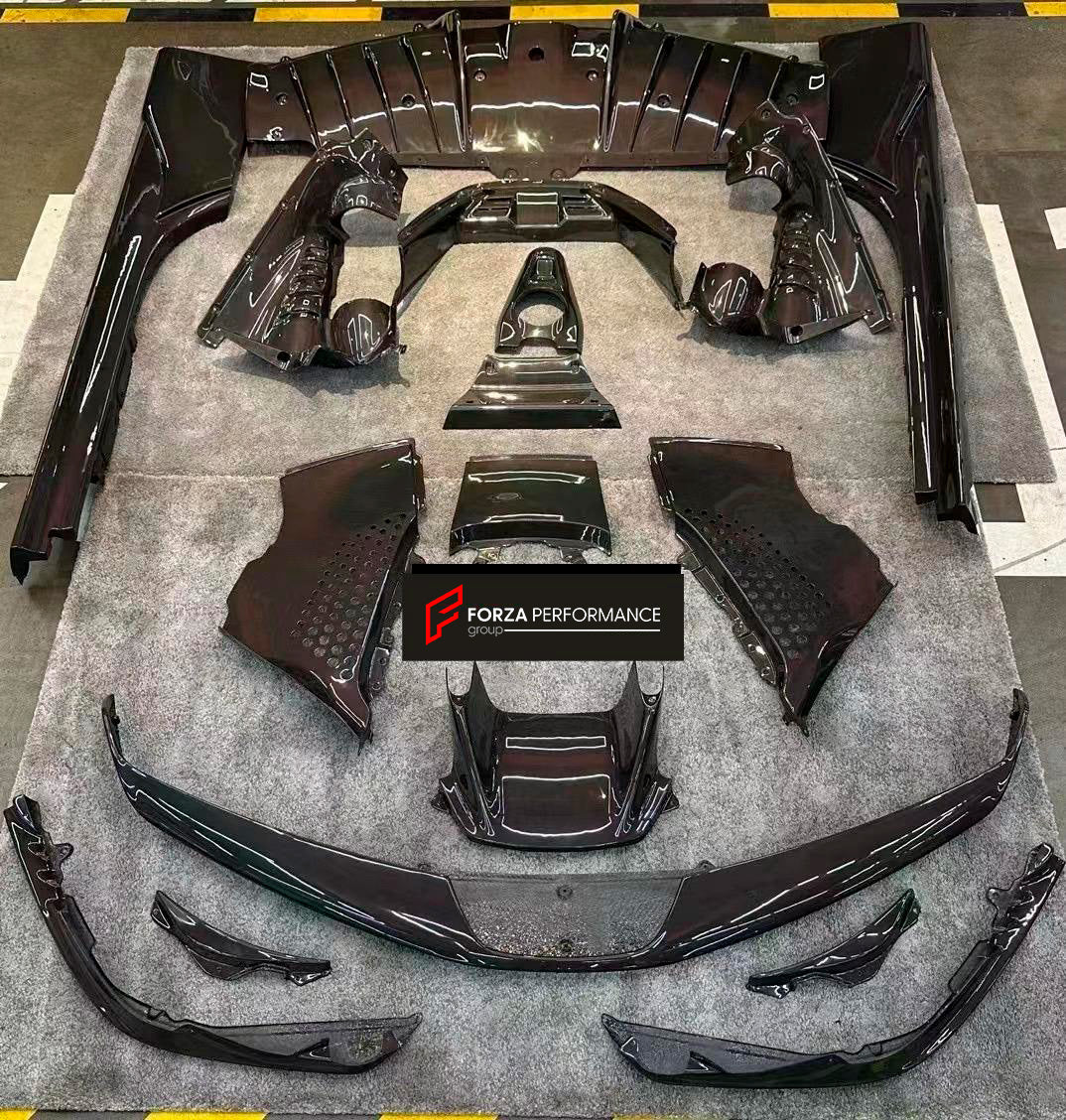 DRY CARBON BODY KIT FOR FERRARI SF90 SPIDER

Set includes: 

Lower Front Lip
Front Lip
Front Bumper Attachment
Trunk Cover
Front Lid Insert
Front Lid Cover
Front Fenders
Side Mirror Covers
Side Skirt
Side Air Inlet
Rear Lid Cover
Engine Bay
Rear Spoiler
Rear Diffuser

Material: Dry Carbon