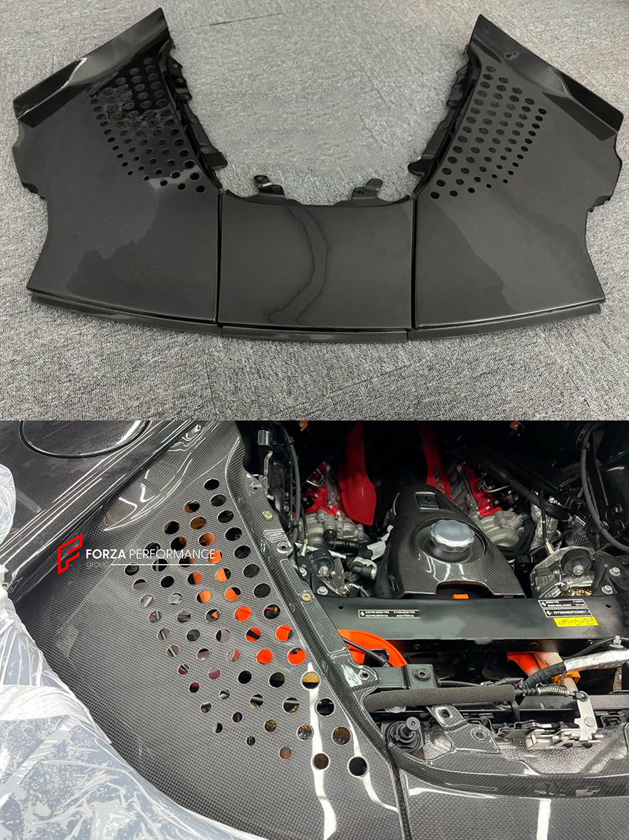DRY CARBON BODY KIT FOR FERRARI SF90 SPIDER

Set includes: 

Lower Front Lip
Front Lip
Front Bumper Attachment
Trunk Cover
Front Lid Insert
Front Lid Cover
Front Fenders
Side Mirror Covers
Side Skirt
Side Air Inlet
Rear Lid Cover
Engine Bay
Rear Spoiler
Rear Diffuser

Material: Dry Carbon