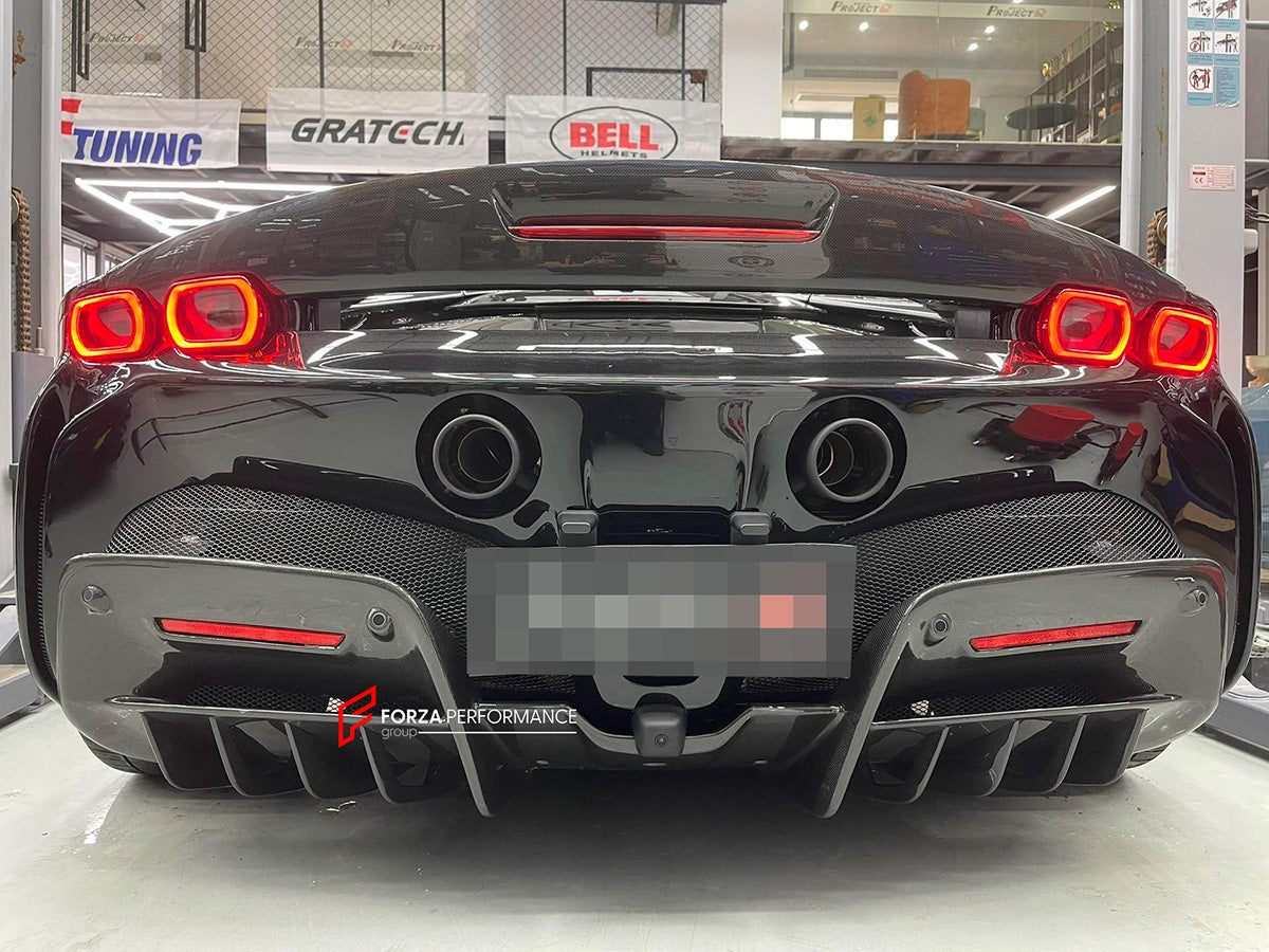 DRY CARBON BODY KIT FOR FERRARI SF90 SPIDER

Set includes: 

Lower Front Lip
Front Lip
Front Bumper Attachment
Trunk Cover
Front Lid Insert
Front Lid Cover
Front Fenders
Side Mirror Covers
Side Skirt
Side Air Inlet
Rear Lid Cover
Engine Bay
Rear Spoiler
Rear Diffuser

Material: Dry Carbon
