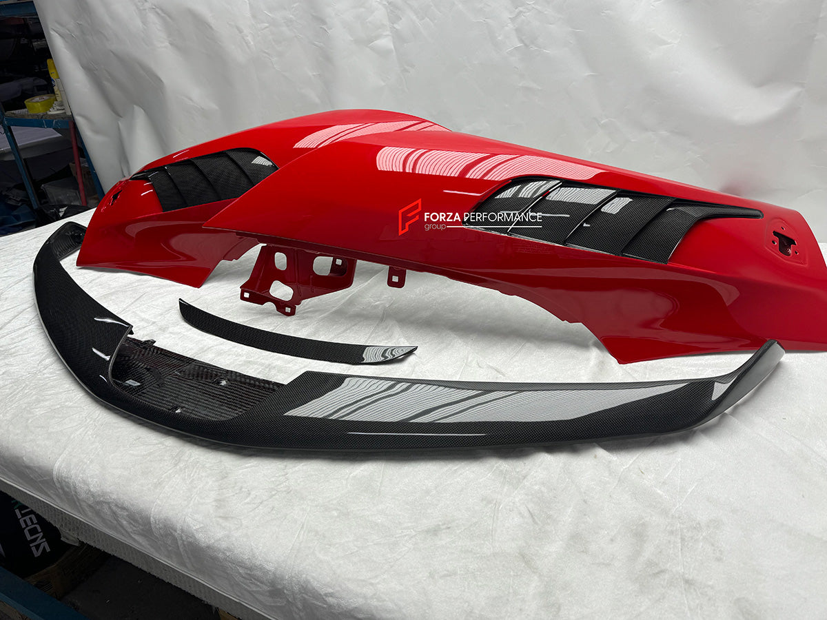 DRY CARBON BODY KIT FOR FERRARI SF90 SPIDER

Set includes: 

Lower Front Lip
Front Lip
Front Bumper Attachment
Trunk Cover
Front Lid Insert
Front Lid Cover
Front Fenders
Side Mirror Covers
Side Skirt
Side Air Inlet
Rear Lid Cover
Engine Bay
Rear Spoiler
Rear Diffuser

Material: Dry Carbon