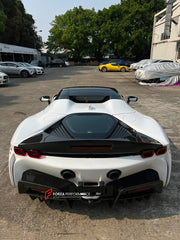 DRY CARBON BODY KIT FOR FERRARI SF90 SPIDER

Set includes: 

Lower Front Lip
Front Lip
Front Bumper Attachment
Trunk Cover
Front Lid Insert
Front Lid Cover
Front Fenders
Side Mirror Covers
Side Skirt
Side Air Inlet
Rear Lid Cover
Engine Bay
Rear Spoiler
Rear Diffuser

Material: Dry Carbon
