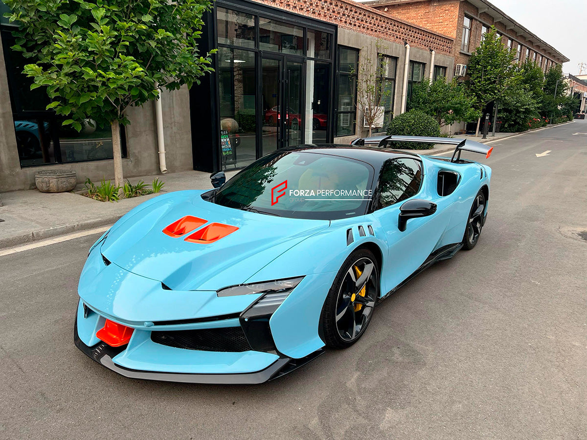 SF90 XX STYLE DRY CARBON BODY KIT for FERRARI SF90

Set includes:

Front Lip
Front Bumper
Hood
Side Fenders
Side Skirts
Rear Spoiler
Rear Bumper
Rear Diffuser

Material: Dry Carbon

Note: Professional installation is required.