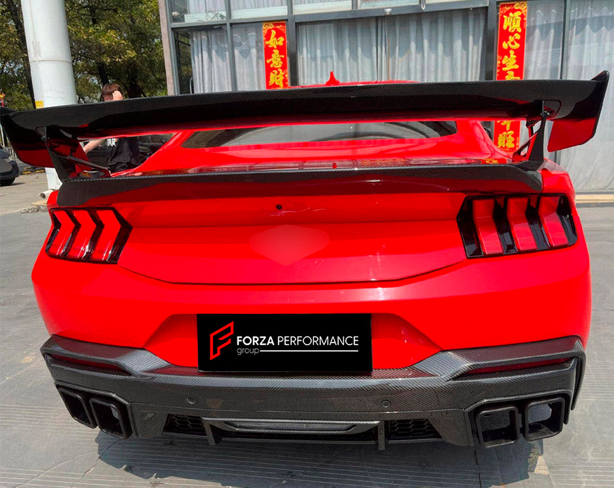 DRY CARBON BODY KIT for Ford Mustang VII S650 Dark Horse 2024+
Set includes:

Front Lip
Front Bumper
Hood Bonnet
Side Skirts
Rear Spoiler Wing
Ducktail Spoiler
Rear Diffuser
Material: Dry Carbon

NOTE: Professional installation is required.