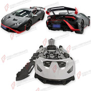 DRY CARBON BODY KIT for LAMBORGHINI HURACAN STO 2021 - 2024 FORZA PERFORMANCE custom fit STO Style

Set includes:
Front Bumper
Front Lip
Hood Bonnet
Front Fenders
Side Skirts
Rear Fenders with Air Intakes
Engine Cover
Rear Bumper
Rear Diffuser
Rear Wing Spoiler

Material: Dry Carbon

NOTE: Professional installation is required.