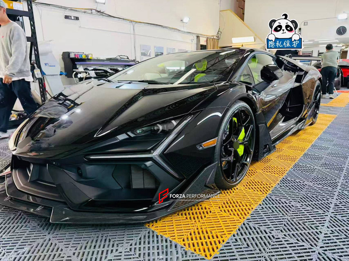 DRY CARBON BODY KIT for LAMBORGHINI REVUELTO 2023+ FORZA PERFORMANCE custom fit DK Style

Set includes:
Front Lip
Side Skirts
Rear Spoiler Wing
Engine Cover
Rear Diffuser

Material: Dry Carbon

NOTE: Professional installation is required.