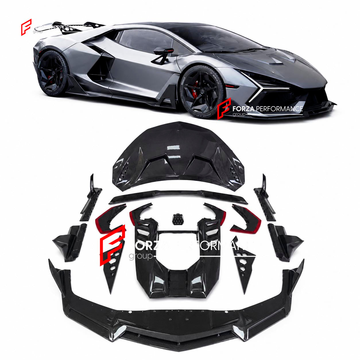 DRY CARBON BODY KIT for LAMBORGHINI REVUELTO 2023+ Forza Performance custom fit buy Duke style design