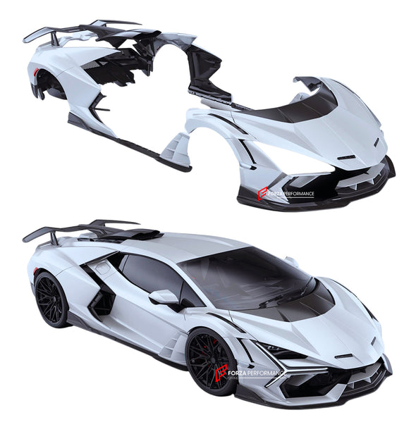 DRY CARBON BODY KIT for LAMBORGHINI REVUELTO 2023+

Set includes:

Front Lip
Front Bumper
Hood/Bonnet
Fender Flares
Side Skirts
Rear Spoiler
Engine Cover
Rear Quarter Panels
Rear Bumper
Rear Diffuser

Material: Dry Carbon