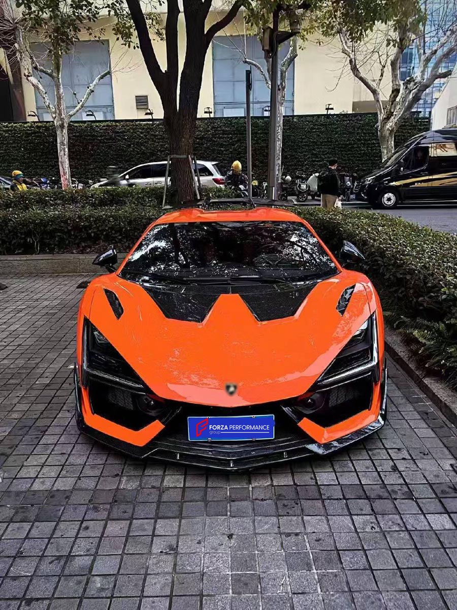 DRY CARBON BODY KIT for LAMBORGHINI REVUELTO 2023+ FORZA PERFORMANCE custom fit Duke Dynamics
Set includes:

Front Lip
Hood Bonnet
Side Skirts
Engine Cover
Rear Spoiler Wing
Rear Diffuser
Material: Dry Carbon

NOTE: Professional installation is required.