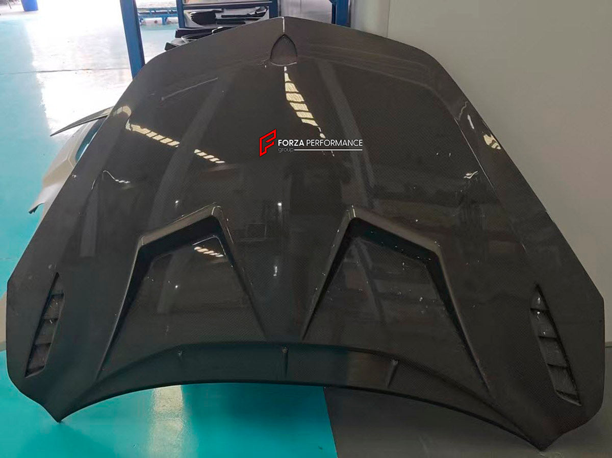 DRY CARBON BODY KIT for LAMBORGHINI REVUELTO 2023+ FORZA PERFORMANCE custom fit Duke Dynamics
Set includes:

Front Lip
Hood Bonnet
Side Skirts
Engine Cover
Rear Spoiler Wing
Rear Diffuser
Material: Dry Carbon

NOTE: Professional installation is required.