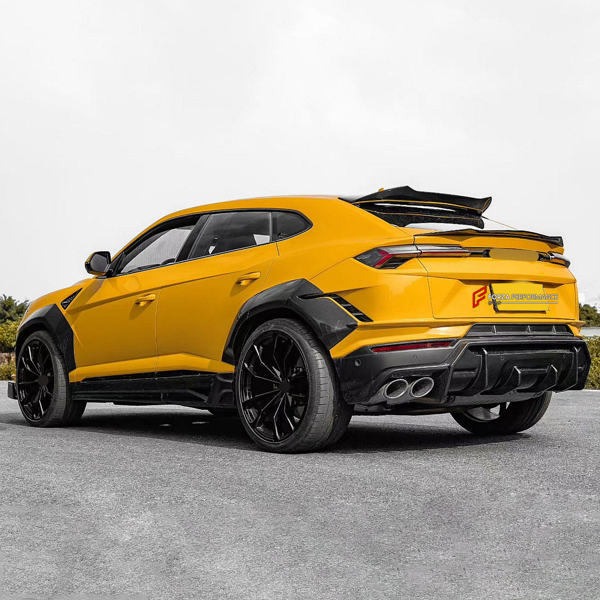 DRY CARBON BODY KIT for Lamborghini Urus S 2023+
Set includes:

Front Lip
Front Bumper Fins
Front Fenders
Front Fender Vents
Rear Fenders
Roof Spoiler
Ducktail Spoiler
Rear Diffuser
Material: Dry Carbon

NOTE: Professional installation is required.