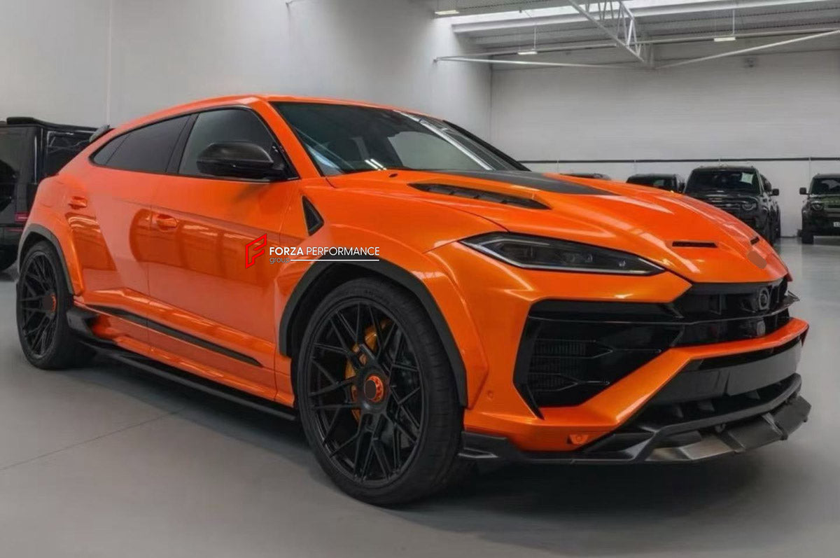 DRY CARBON BODY KIT for LAMBORGHINI URUS SE 2024+ FORZA PERFORMANCE custom fit U Style

Set includes:
Front Lip
Hood Bonnet
Fender Flares
Side Skirts
Roof Spoiler
Ducktail Spoiler
Rear Diffuser

Material: Dry Carbon

NOTE: Professional installation is required.