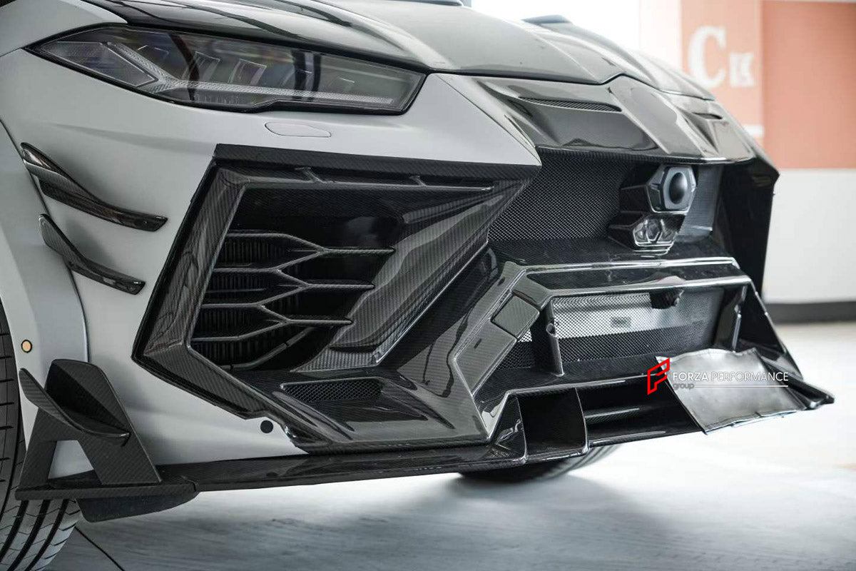 DRY CARBON BODY KIT for LAMBORGHINI URUS SE 2024+ FORZA PERFORMANCE custom fit Mansory Style

Set includes:
Front Lip
Front Bumper Assembly
Hood Bonnet
Front Fenders
Fender Flares
Side Skirts
Roof Spoiler
Ducktail Spoiler
Rear Bumper
Rear Diffuser
Exhaust System

Material: Dry Carbon

NOTE: Professional installation is required.