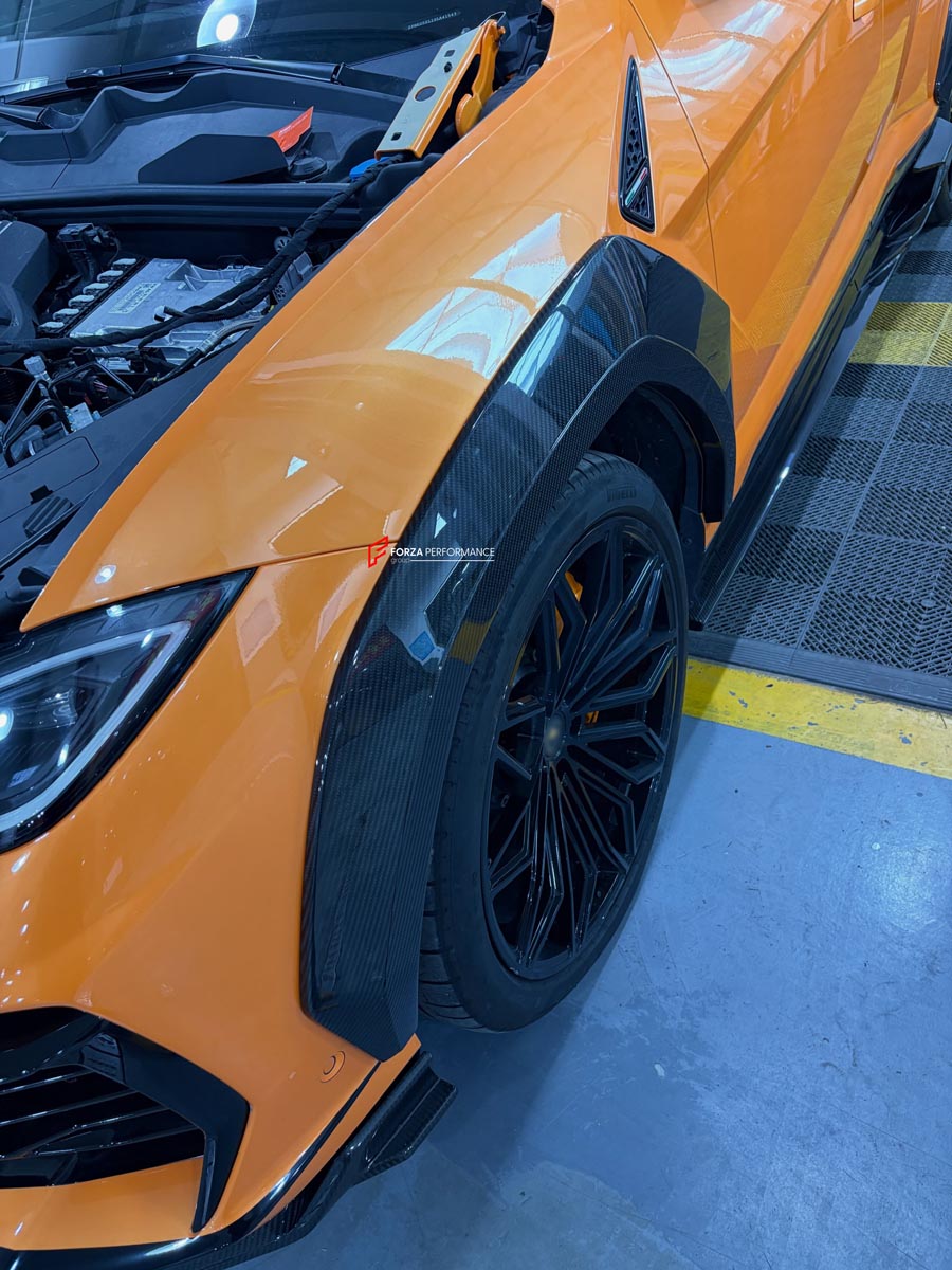 DRY CARBON BODY KIT for LAMBORGHINI URUS SE 2024+
Set includes:

Front Lip
Hood Bonnet
Fender Flares
Side Skirts
Roof Spoiler
Ducktail Spoiler
Rear Diffuser
Material: Dry Carbon

NOTE: Professional installation is required.