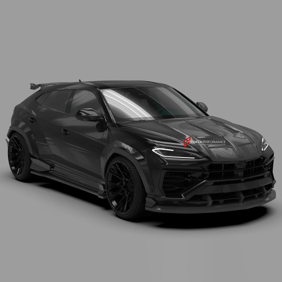 DRY CARBON BODY KIT for Lamborghini Urus SE 2024+
Set includes:

Front Lip
Hood Bonnet
Front Fenders
Front Fender Vents
Side Skirts
Rear Fenders
Roof Spoiler
Ducktail Spoiler
Rear Bumper Fins
Rear Diffuser
Material: Dry Carbon

NOTE: Professional installation is required.