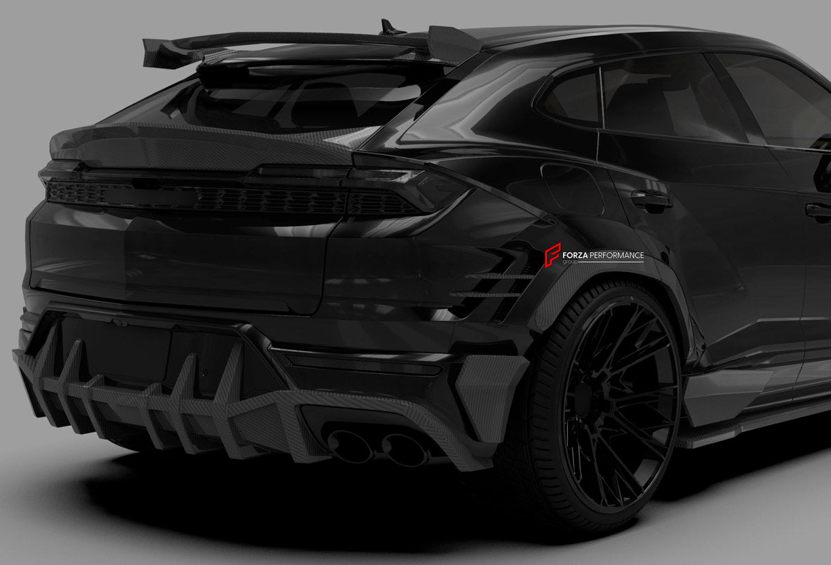 DRY CARBON BODY KIT for Lamborghini Urus SE 2024+
Set includes:

Front Lip
Hood Bonnet
Front Fenders
Front Fender Vents
Side Skirts
Rear Fenders
Roof Spoiler
Ducktail Spoiler
Rear Bumper Fins
Rear Diffuser
Material: Dry Carbon

NOTE: Professional installation is required.