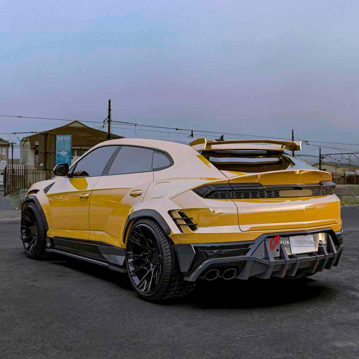 DRY CARBON BODY KIT for Lamborghini Urus SE 2024+
Set includes:

Front Lip
Hood Bonnet
Front Fenders
Front Fender Vents
Side Skirts
Rear Fenders
Roof Spoiler
Ducktail Spoiler
Rear Bumper Fins
Rear Diffuser
Material: Dry Carbon

NOTE: Professional installation is required.
