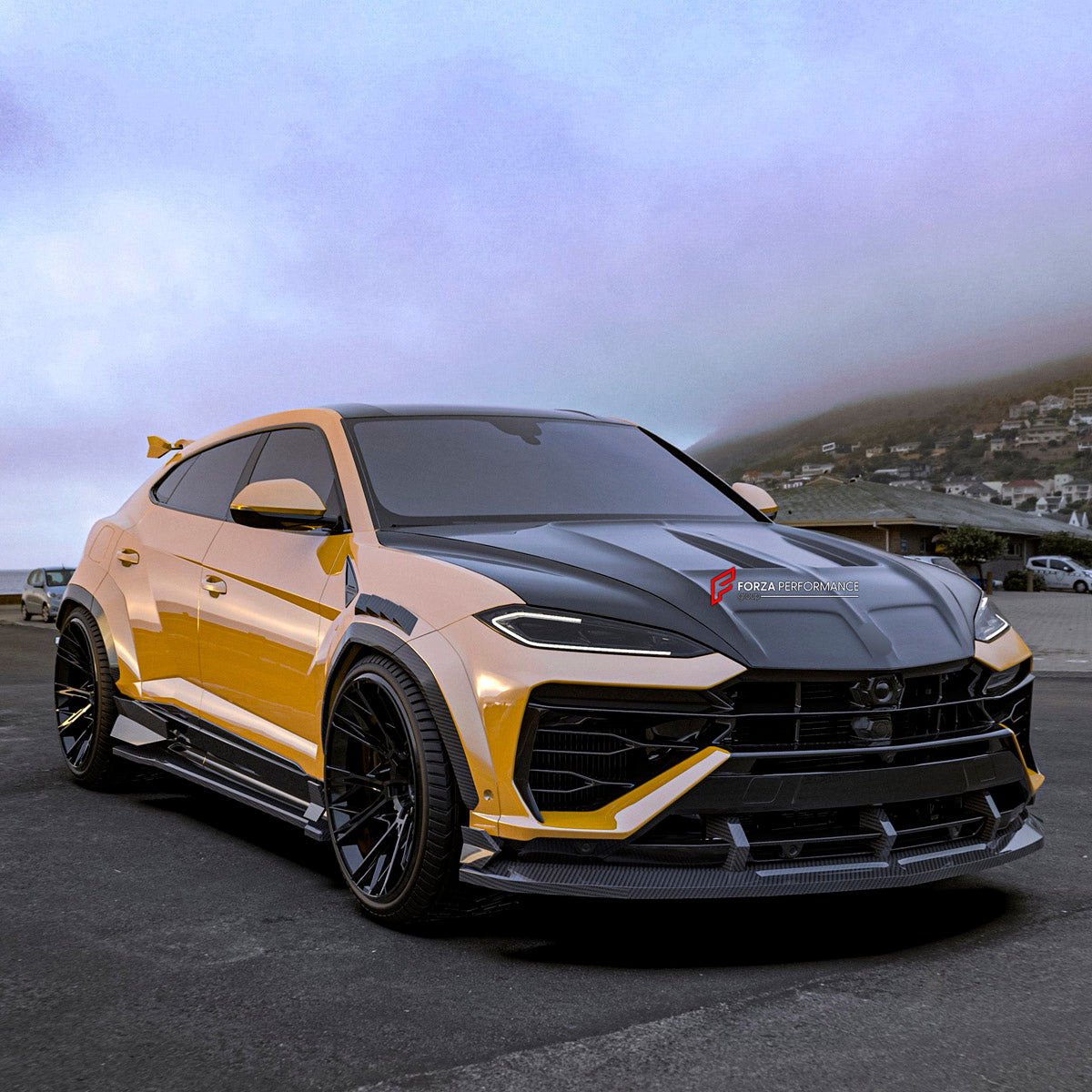DRY CARBON BODY KIT for Lamborghini Urus SE 2024+
Set includes:

Front Lip
Hood Bonnet
Front Fenders
Front Fender Vents
Side Skirts
Rear Fenders
Roof Spoiler
Ducktail Spoiler
Rear Bumper Fins
Rear Diffuser
Material: Dry Carbon

NOTE: Professional installation is required.