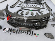 DRY CARBON BODY KIT with EXHAUST SYSTEM for LAMBORGHINI URUS SE 2024+ FORZA PERFORMANCE custom fit VENATUS SE buy
Set includes:

Front Bumper Assembly
Hood Bonnet
Hood Bonnet Trims
Front Fenders
Front Fender Flares
Front Fender Vents
Side Mirror Covers
Side Skirts
Rear Fenders
Rear Fender Flares
Roof Spoiler
Trunk Lid Wing Spoiler
Rear Diffuser
Exhaust System
Material: Dry Carbon

NOTE: Professional installation is required.