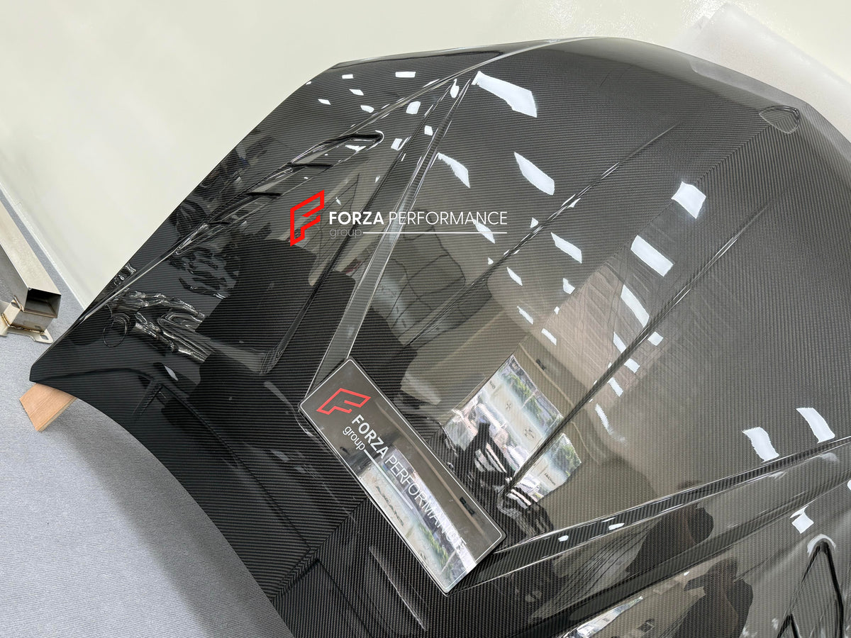 DRY CARBON BODY KIT with EXHAUST SYSTEM for LAMBORGHINI URUS SE 2024+ FORZA PERFORMANCE custom fit VENATUS SE buy
Set includes:

Front Bumper Assembly
Hood Bonnet
Hood Bonnet Trims
Front Fenders
Front Fender Flares
Front Fender Vents
Side Mirror Covers
Side Skirts
Rear Fenders
Rear Fender Flares
Roof Spoiler
Trunk Lid Wing Spoiler
Rear Diffuser
Exhaust System
Material: Dry Carbon

NOTE: Professional installation is required.