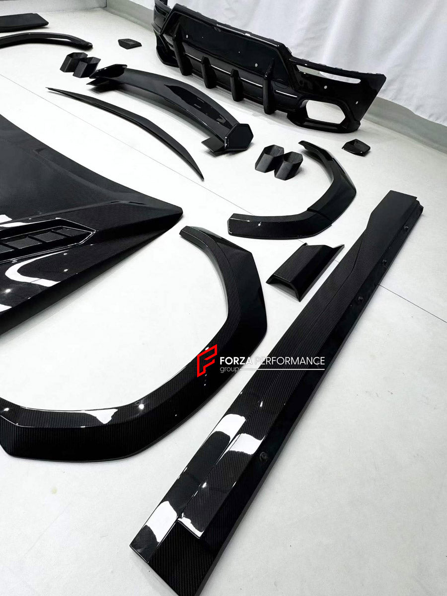 DRY CARBON BODY KIT for LAMBORGHINI URUS SE 2024+ FORZA PERFORMANCE custom fit U Style

Set includes:
Front Lip
Hood Bonnet
Fender Flares
Side Skirts
Roof Spoiler
Ducktail Spoiler
Rear Diffuser

Material: Dry Carbon

NOTE: Professional installation is required.
