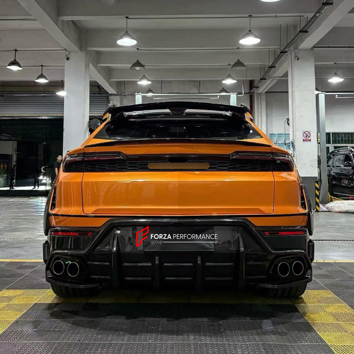 DRY CARBON BODY KIT for LAMBORGHINI URUS SE 2024+ FORZA PERFORMANCE custom fit U Style

Set includes:
Front Lip
Hood Bonnet
Fender Flares
Side Skirts
Roof Spoiler
Ducktail Spoiler
Rear Bumper Fins
Rear Diffuser

Material: Dry Carbon

NOTE: Professional installation is required.
