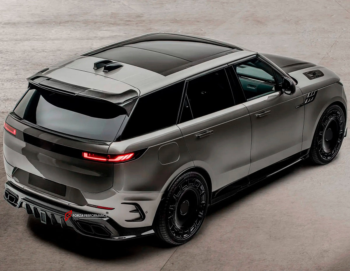 DRY CARBON BODY KIT for LAND ROVER RANGE ROVER SPORT SV L461 2022+ FORZA PERFORMANCE Mansory
Set includes:

Front Lip
Front Bumper Vents
Front Grille
Hood Bonnet Air Intakes
Side Mirror Covers
Side Skirts
Roof Spoiler
Ducktail Spoiler
Rear Diffuser
Rear Bumper Vents
Material: Dry Carbon

NOTE: Professional installation is required.