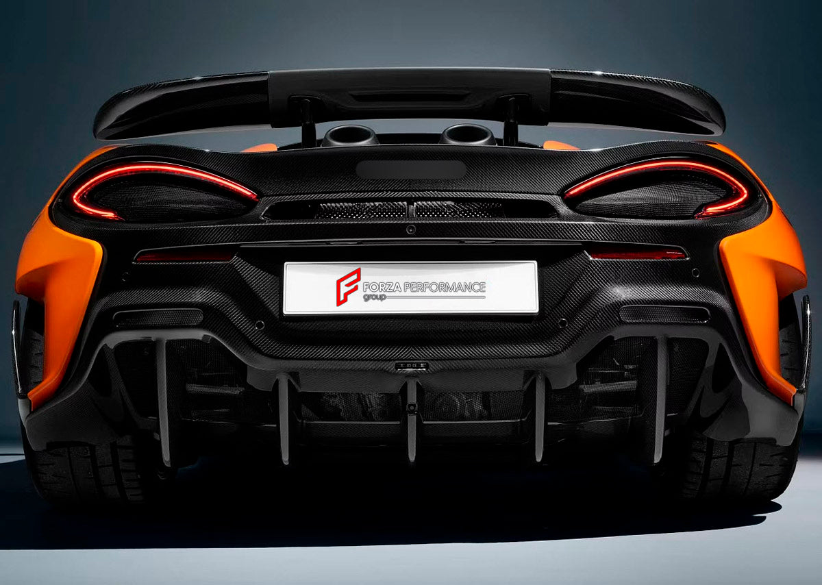 DRY CARBON BODY KIT for McLaren 600LT 2018+
Set includes:

Front Lip
Front Bumper
Side Skirts
Engine Cover Lid
Rear Spoiler Wing
Rear Diffuser
Rear Bumper
Material: Dry Carbon

NOTE: Professional installation is required.