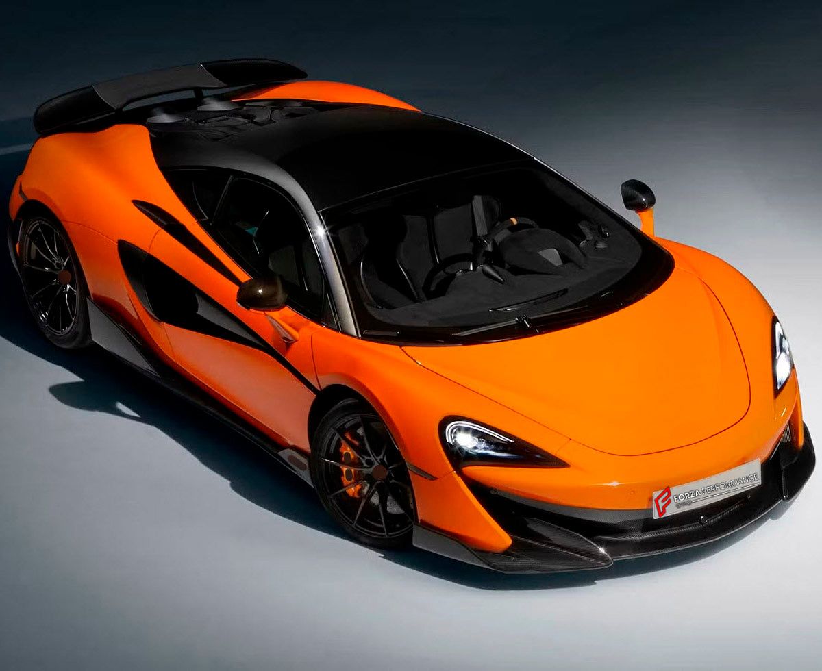 DRY CARBON BODY KIT for McLaren 600LT 2018+
Set includes:

Front Lip
Front Bumper
Side Skirts
Engine Cover Lid
Rear Spoiler Wing
Rear Diffuser
Rear Bumper
Material: Dry Carbon

NOTE: Professional installation is required.