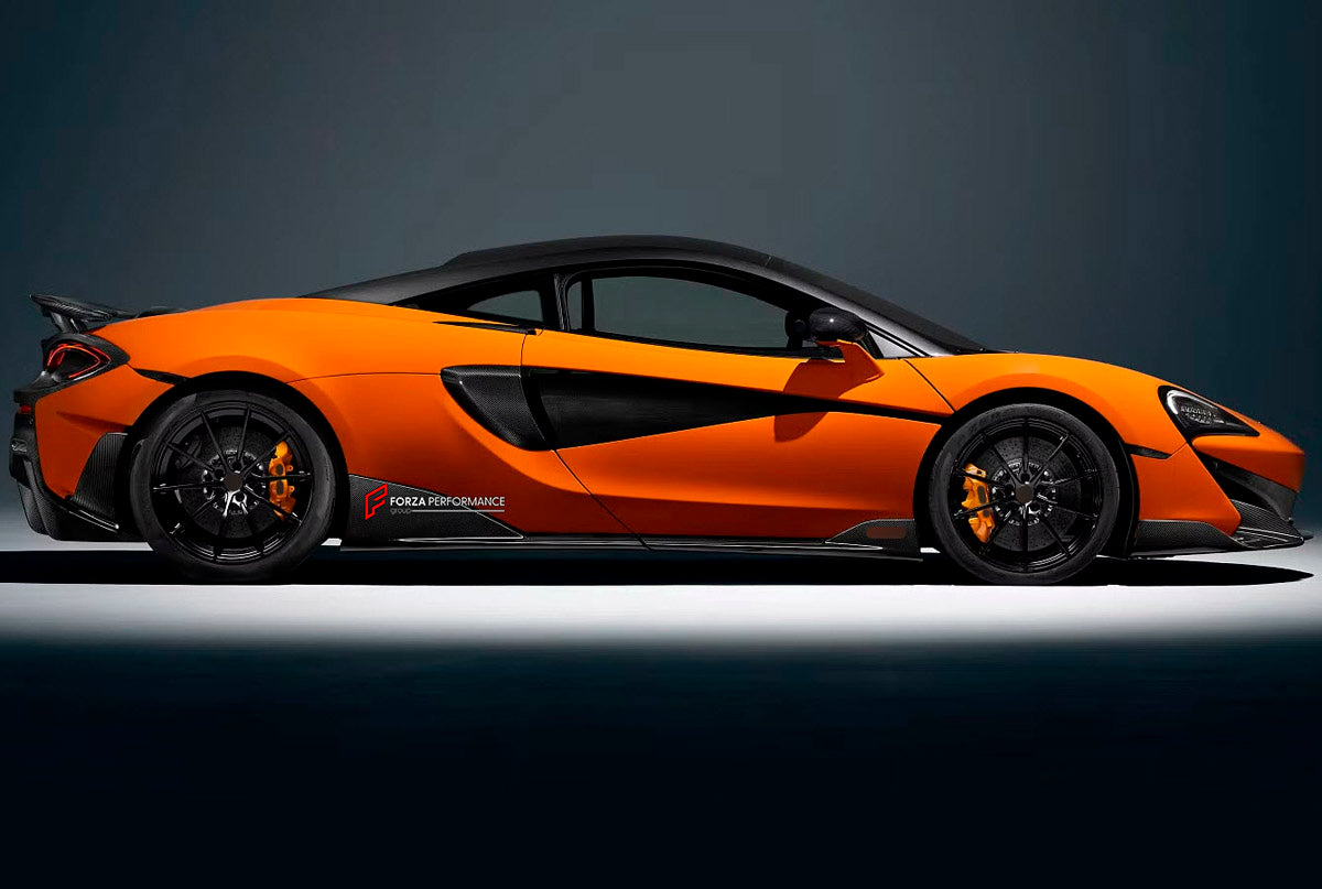 DRY CARBON BODY KIT for McLaren 600LT 2018+
Set includes:

Front Lip
Front Bumper
Side Skirts
Engine Cover Lid
Rear Spoiler Wing
Rear Diffuser
Rear Bumper
Material: Dry Carbon

NOTE: Professional installation is required.