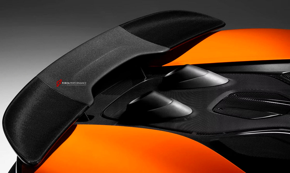 DRY CARBON BODY KIT for McLaren 600LT 2018+
Set includes:

Front Lip
Front Bumper
Side Skirts
Engine Cover Lid
Rear Spoiler Wing
Rear Diffuser
Rear Bumper
Material: Dry Carbon

NOTE: Professional installation is required.