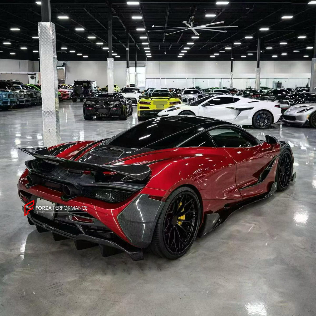 DRY CARBON BODY KIT for MCLAREN 720S COUPE 2017 - 2023 FORZA PERFORMANCE custom fit Ryft Style

Set includes:
Front Lip
Hood Bonnet
Front Fenders
Side Skirts
Rear Spoiler Wing
Rear Diffuser

Material: Dry Carbon

NOTE: Professional installation is required.