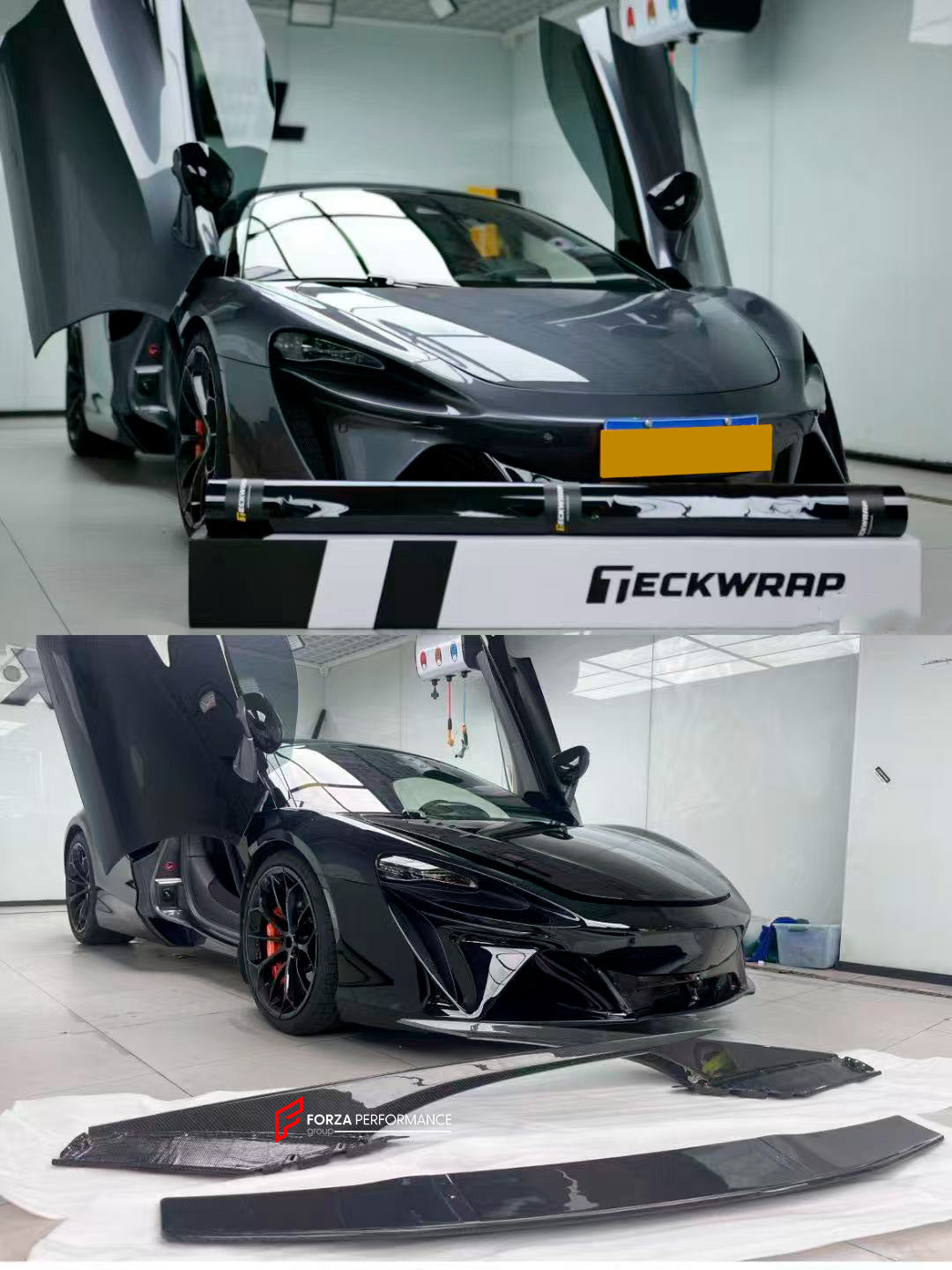 DRY CARBON BODY KIT for MCLAREN ARTURA

Set includes:

Front Lip
Side Skirts

Side Air Vent Covers
Rear Diffuser
Rear Side Splitters
Rear Spoiler

Material: Dry Carbon

Note: Professional installation is required