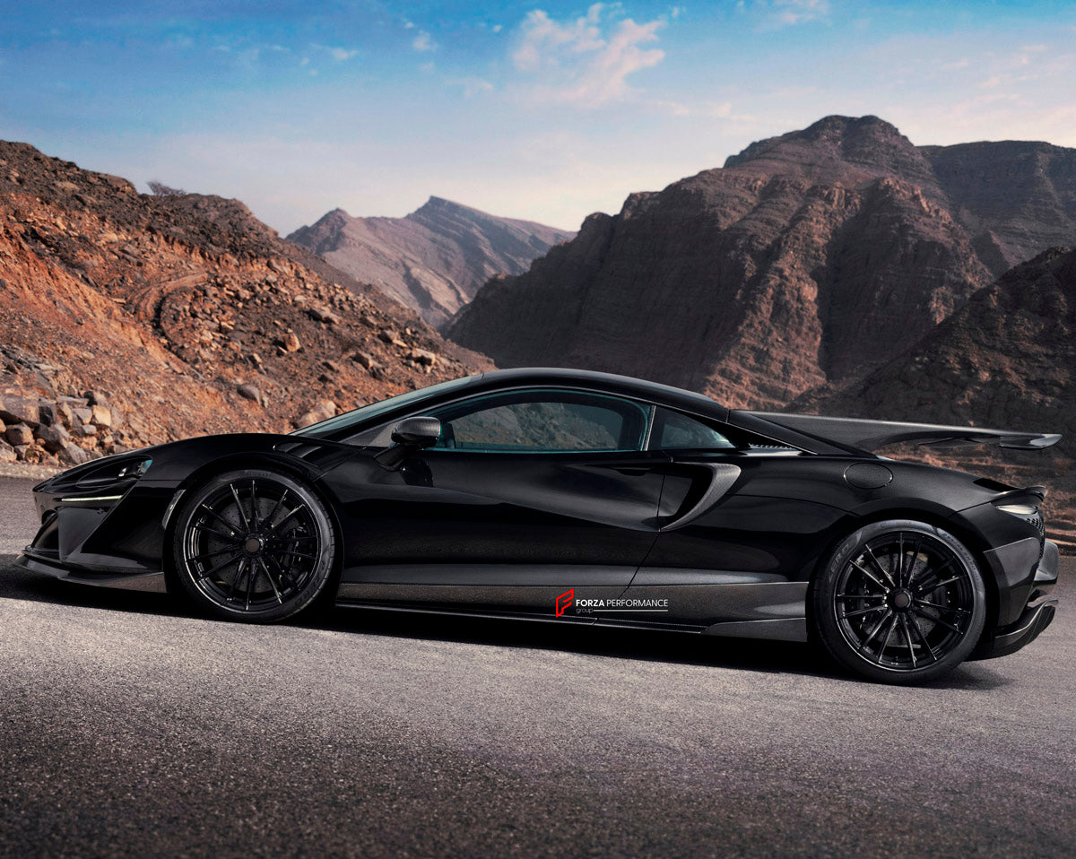 DRY CARBON BODY KIT for MCLAREN ARTURA 2021+

Set includes:

Front Lip
Side Skirts
Side Air Vent Covers
Rear Side Splitters
Rear Spoiler Wing
Rear Diffuser
Material: Dry Carbon

Note: Professional installation is required