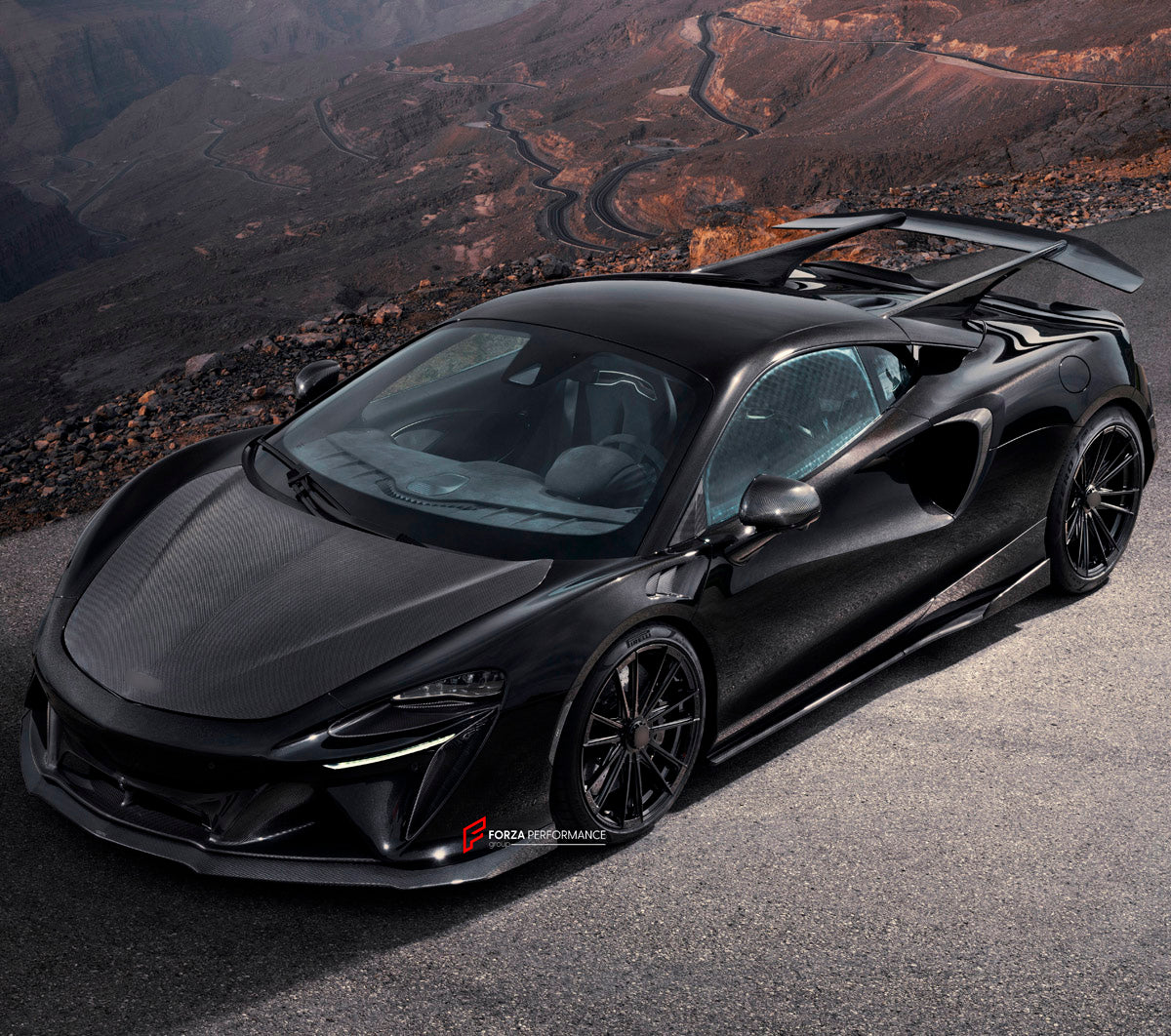 DRY CARBON BODY KIT for MCLAREN ARTURA 2021+

Set includes:

Front Lip
Side Skirts
Side Air Vent Covers
Rear Side Splitters
Rear Spoiler Wing
Rear Diffuser
Material: Dry Carbon

Note: Professional installation is required