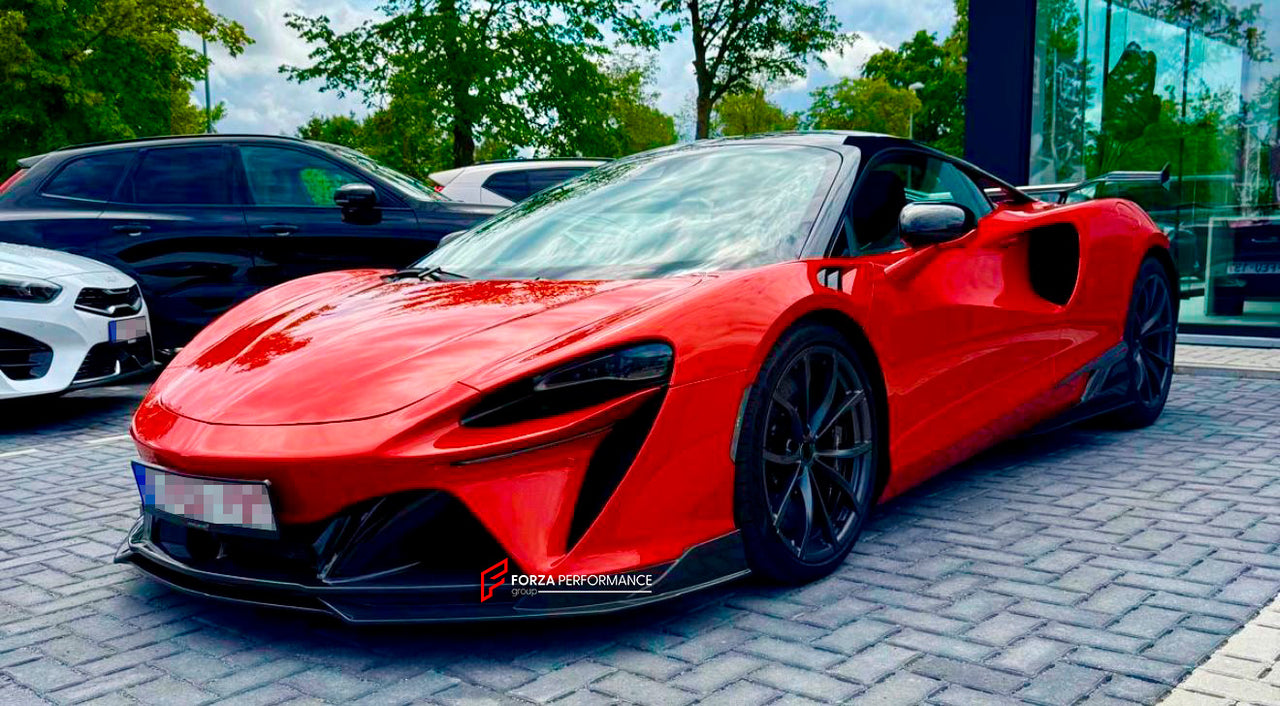 DRY CARBON BODY KIT for MCLAREN ARTURA

Set includes:

Front Lip
Side Skirts
Rear Diffuser
Rear Side Splitters
Rear GT Wing Spoiler

Material: Dry Carbon

Note: Professional installation is required