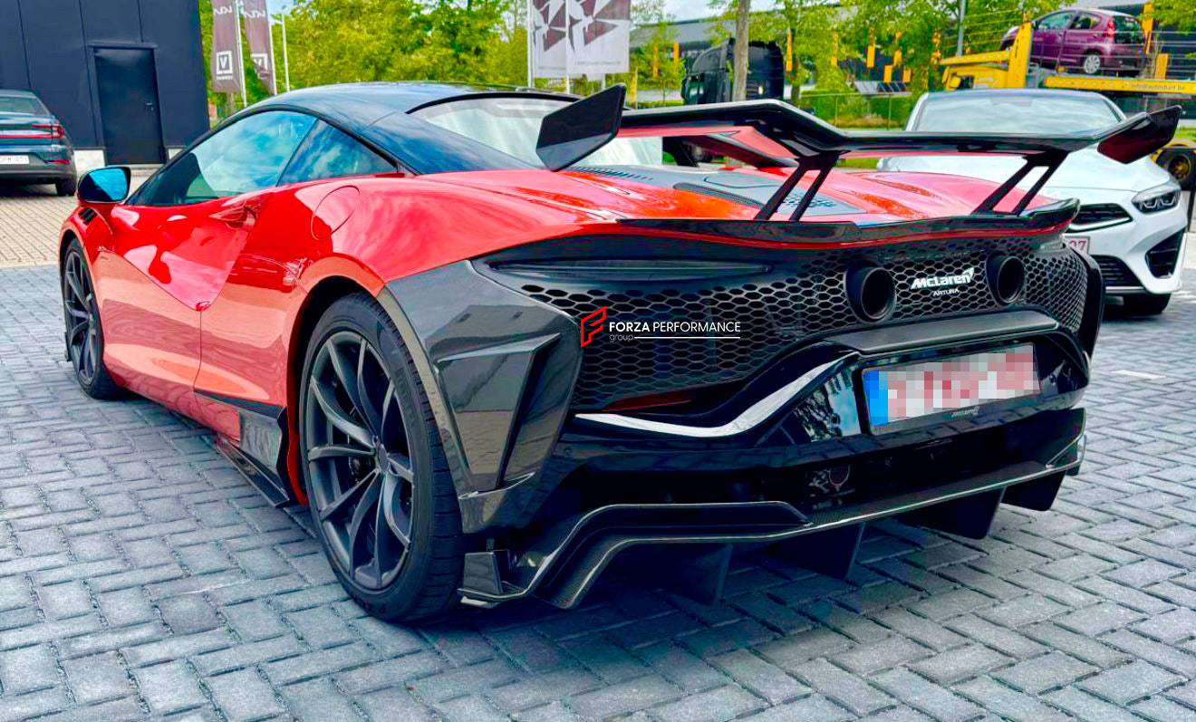 DRY CARBON BODY KIT for MCLAREN ARTURA

Set includes:

Front Lip
Side Skirts
Rear Diffuser
Rear Side Splitters
Rear GT Wing Spoiler

Material: Dry Carbon

Note: Professional installation is required