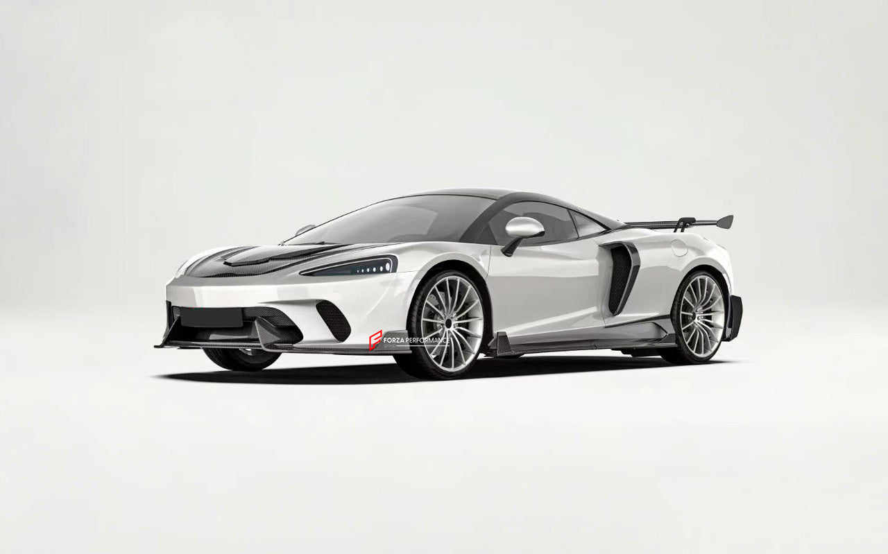 DRY CARBON BODY KIT FOR MCLAREN GT 2019 - 2023
Set Include:
Front Lip
Front Hood / Bonnet
Side Skirts
Side Air Vent Covers
Rear Spoiler
Rear Diffuser
Material: Dry Carbon
CONTACT US FOR PRICING